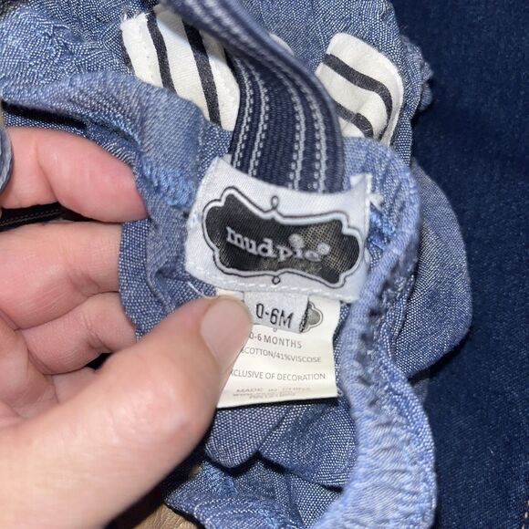 Mudpie 0-6 Months Bottoms blue with suspenders Nautical Bloomers Wedding Church - Picture 4 of 4